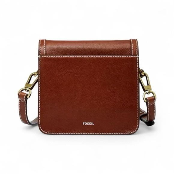 FOSSIL Brown Leather Crossbody Bag Ainsley Flap - Picture 13 of 15